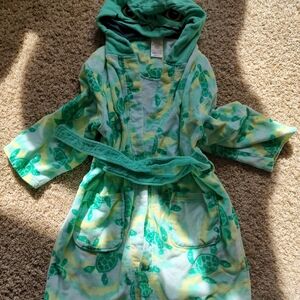 Kids Green Sea Turtle Hooded Terry Cloth Robe